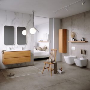 Подвесная тумба 120 см с раковиной цвет дуб золотой Aqwella Accent_фото2