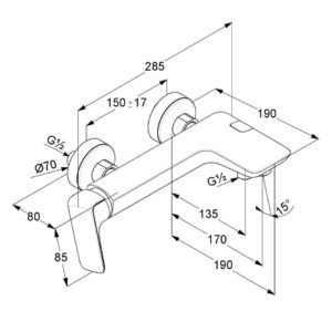 Однорычажный смеситель для ванны и душа DN 15 Kludi 416710575-фото2