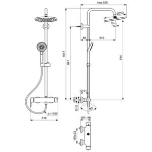 Душевая система Ideal Standard IDEALRAIN ECO EVO B2266AA-фото2