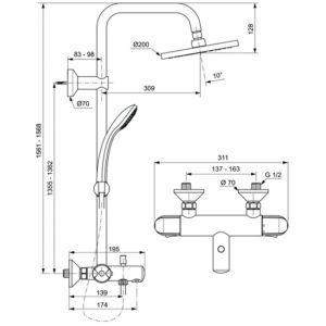 Душевая система с изливом Ideal Standard IDEALRAIN ECO A6426AA-фото2