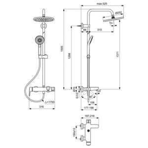 Душевая система с изливом Ideal Standard IDEALRAIN ECO EVO B2267AA-фото2