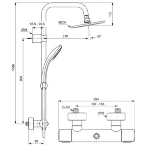 Душевая система с термостатическим смесителем Ideal Standard IDEALRAIN SOFT A5686AA-фото4