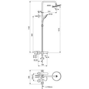 Душевая система в комплекте с настенным смесителем для ванны/душа Ideal Standard IDEALRAIN CERAFINE O BC525AA-фото4