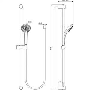 Душевой набор 3 в 1 Ideal Standard CERATHERM T100 BC985AA-фото2