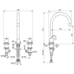 Двухрычажный смеситель для раковины Ideal Standard CERALINE BC196AA-фото2