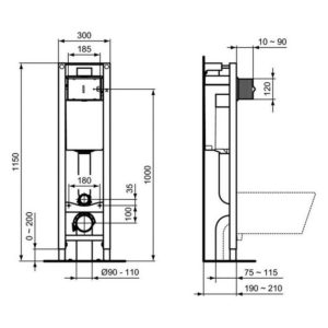 Исталляция для унитаза с кнопкой Ideal Standard PROSYS ECO FRAME E2332AA-фото2