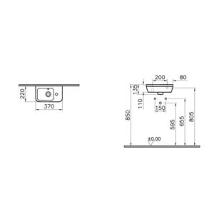 Мини раковина на стену 37 см Integra 7091B003-0029 цвет белый-фото2