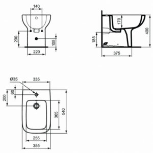 Напольное пристенное биде Ideal Standard i.life A T472001-фото2
