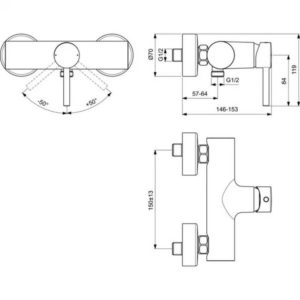 Настенный смеситель для душа Ideal Standard CERALINE BC200XG-фото2