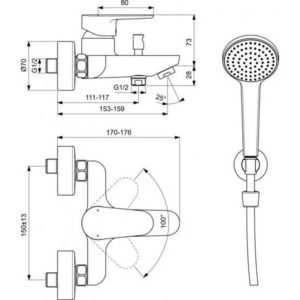 Настенный смеситель для ванны Ideal Standard CERAFINE O BC706XG-фото2