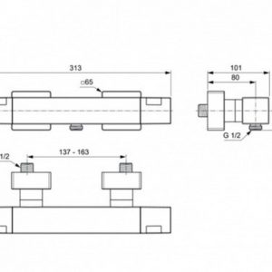 Настенный термостатический смеситель для душа Ideal Standard CERATHERM C100 A7533AA-фото2