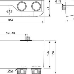 Настенный термостатический смеситель для душа Ideal Standard CERATHERM S200 A7329XG-фото2