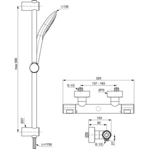 Настенный термостатический смеситель для душа Ideal Standard Ceratherm T100 A7234AA-фото2