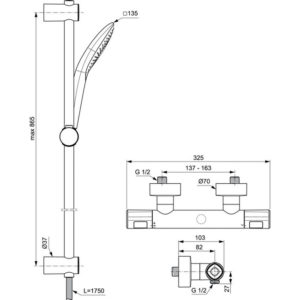 Настенный термостатический смеситель для душа Ideal Standard Ceratherm T100 A7235AA-фото2