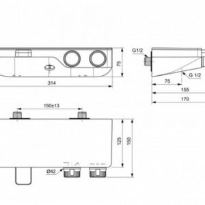 Настенный термостатический смеситель для ванны Ideal Standard CERATHERM S200 A7330AA-фото2