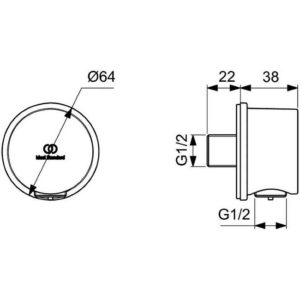 Подключение для душевой лейки Ideal Standard IDEALRAIN BC808XG-фото2