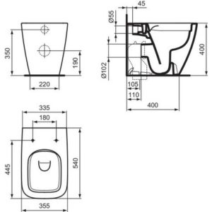 Приставной безободковый унитаз Ideal Standard i.life B T4616HY-фото2