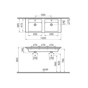 Раковина двойная мебельная 120 см Integra 7038B003-0001 цвет белый-фото2
