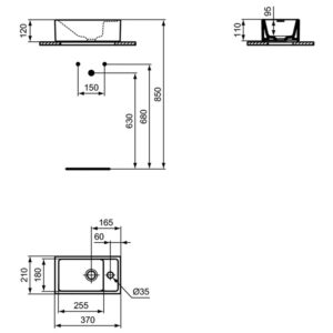 Раковина накладная (37х21) Ideal Standard TEMPO E210901-фото6