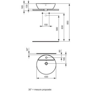 Раковина накладная (43х43) Ideal Standard CONNECT E8040MA-фото4