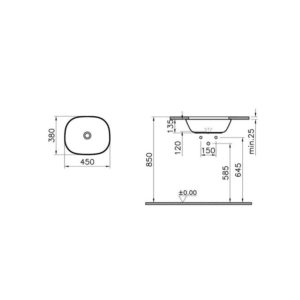 Раковина накладная 45 см Plural 7810B401-1083 цвет матовый белый-фото2
