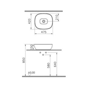 Раковина накладная чаша 48 см Outline Recycled 7994B066-0016 цвет матовый тауп-фото2