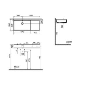 Раковина накладная чаша 90 см ArchiPlan 7405B003-0012 цвет белый-фото2