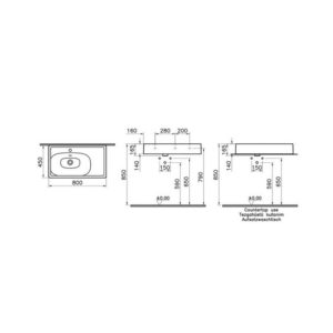 Раковина накладная навесная 80 см Equal 7242B403-0631 цвет белый-фото2