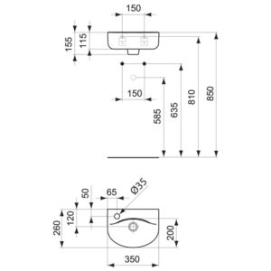 Раковина подвесная (35х26) Ideal Standard CONNECT E791401-фото6