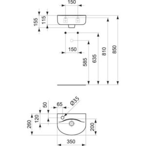 Раковина подвесная (35х26) Ideal Standard CONNECT E7914MA-фото4