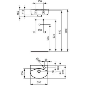 Раковина подвесная (35х26) Ideal Standard CONNECT E7915MA-фото4