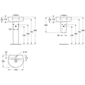 Раковина подвесная (45х36) Ideal Standard CONNECT E8057MA-фото4