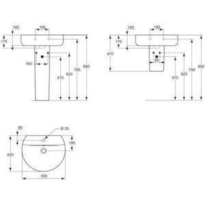 Раковина подвесная (50х42) Ideal Standard CONNECT E7895MA-фото4
