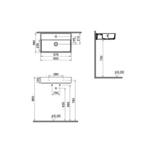 Раковина подвесная 60 см ArchiPlan 7401B003-0001 цвет белый-фото2