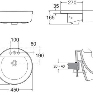 Раковина полувстраиваемая (45х45) Ideal Standard CONNECT E8065MA-фото4
