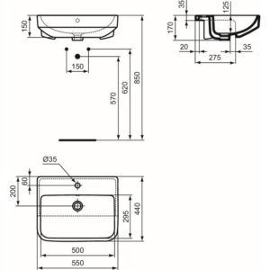 Раковина полувстраиваемая (55х44) Ideal Standard i.life B T461101-фото5