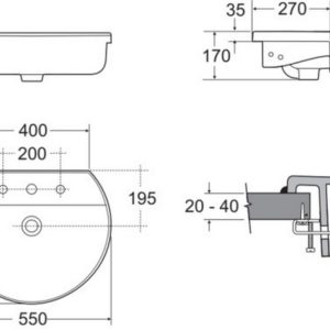 Раковина полувстраиваемая (55х46) Ideal Standard CONNECT E7923MA-фото4