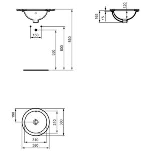 Раковина встраиваемая снизу (38х38) Ideal Standard CONNECT E505201-фото5