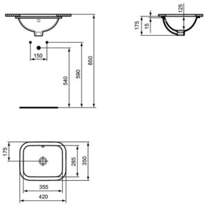 Раковина встраиваемая снизу (42х35) Ideal Standard CONNECT E505601-фото5