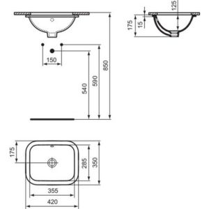Раковина встраиваемая снизу (42х35) Ideal Standard CONNECT E5056MA-фото4