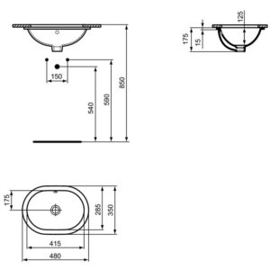 Раковина встраиваемая снизу (48х35) Ideal Standard CONNECT E504601-фото6