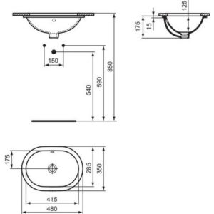 Раковина встраиваемая снизу (48х35) Ideal Standard CONNECT E5046MA-фото4