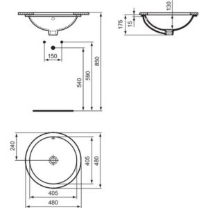 Раковина встраиваемая снизу (48х48) Ideal Standard CONNECT E5054MA-фото4