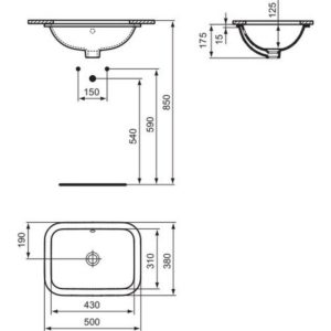 Раковина встраиваемая снизу (50х38) Ideal Standard CONNECT E5058MA-фото4