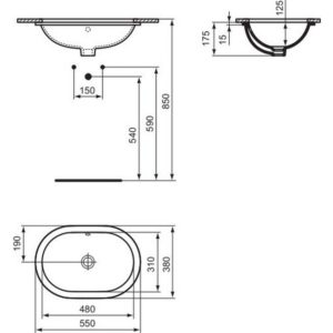 Раковина встраиваемая снизу (55х38) Ideal Standard CONNECT E5048MA-фото4