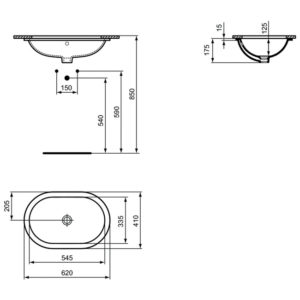 Раковина встраиваемая снизу (62х41) Ideal Standard CONNECT E505001-фото4