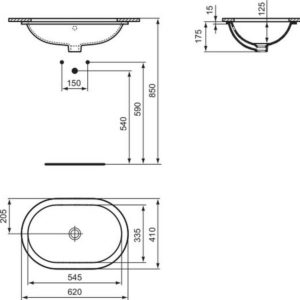 Раковина встраиваемая снизу (62х41) Ideal Standard CONNECT E5050MA-фото4