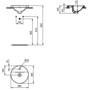 Раковина встраиваемая сверху (38х38) Ideal Standard CONNECT E504101-фото6