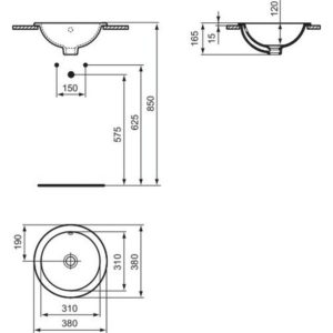 Раковина встраиваемая сверху (38х38) Ideal Standard CONNECT E5051MA-фото4
