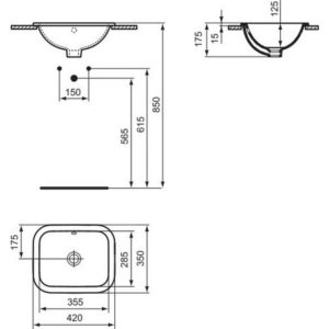 Раковина встраиваемая сверху (42х35) Ideal Standard CONNECT E5055MA-фото4